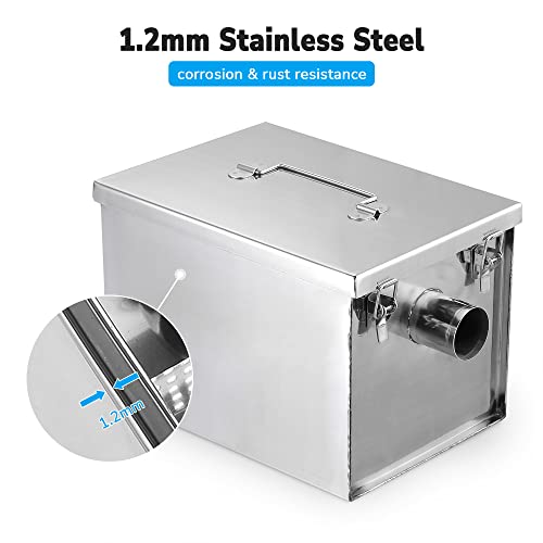 Yescom 8 Lbs Commercial Grease Trap Stainless Steel Interceptor 5GPM Restaurant Cafe
