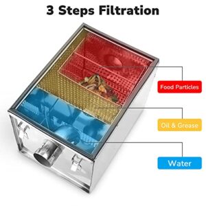 Yescom 8 Lbs Commercial Grease Trap Stainless Steel Interceptor 5GPM Restaurant Cafe