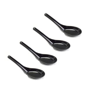 japanbargain 3192, set of 4 soup spoons japanese soup spoons chinese soup spoons rice spoons pho spoons ramen soup spoons wonton soup spoons, black color