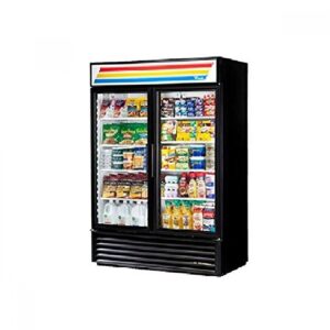 true gdm-49-hc black (2) swing glass door merchandiser refrigerator | 49 cu. ft.