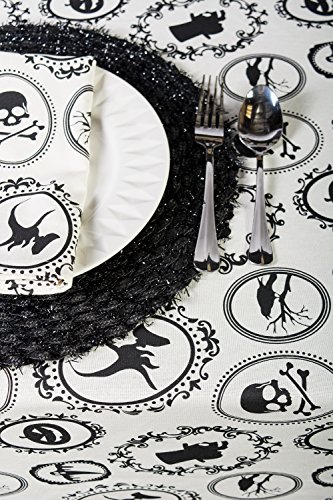 DII Halloween Party Tabletop Decor, Reusable & Machine Washable Cotton Fabric, Tablecloth, 70" Round, Spooky Portraits