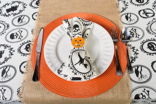 DII Halloween Party Tabletop Decor, Reusable & Machine Washable Cotton Fabric, Tablecloth, 70" Round, Spooky Portraits