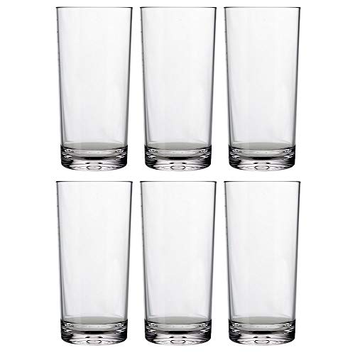 US Acrylic Classic Clear Plastic Reusable Drinking Glasses (Set of 6) 24oz Iced-Tea Cups | BPA-Free Tumblers, Made in USA | Top-Rack Dishwasher Safe