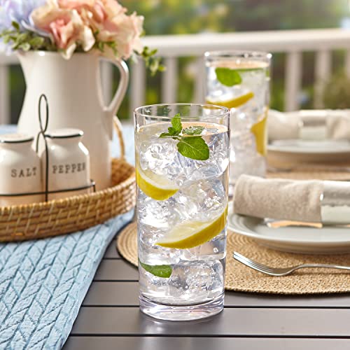 US Acrylic Classic Clear Plastic Reusable Drinking Glasses (Set of 6) 24oz Iced-Tea Cups | BPA-Free Tumblers, Made in USA | Top-Rack Dishwasher Safe
