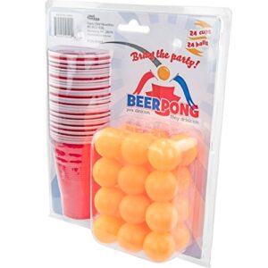 fairly odd novelties beer pong set, 24 red cups and ping pong balls.