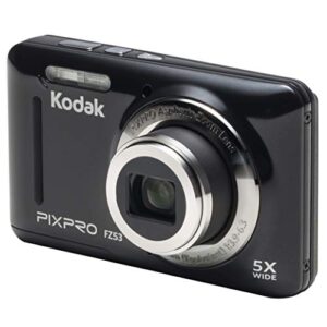 kodak pixpro friendly zoom fz53-bk 16mp digital camera with 5x optical zoom and 2.7" lcd screen (black)