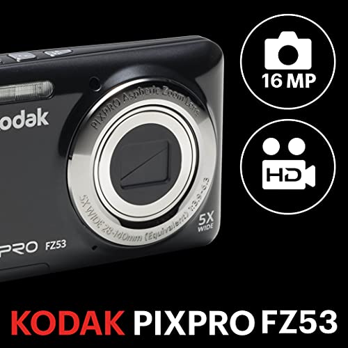 Kodak PIXPRO Friendly Zoom FZ53-BK 16MP Digital Camera with 5X Optical Zoom and 2.7" LCD Screen (Black)