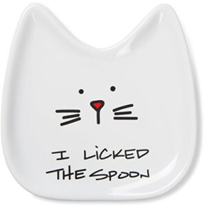 pavilion gift company blobby cat, cat spoon rest "i licked the spoon", 5", white