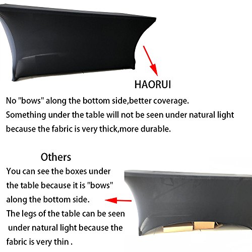 HAORUI Fitted Spandex Tablecloth, Tight Rectangle Wrinkle Resistant Table Clothes, Washable Stretch Rectangular Patio Table Cover for Banquets, Weddings, Parties, Kitchen (6 ft, Black)