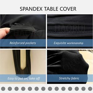 HAORUI Fitted Spandex Tablecloth, Tight Rectangle Wrinkle Resistant Table Clothes, Washable Stretch Rectangular Patio Table Cover for Banquets, Weddings, Parties, Kitchen (6 ft, Black)