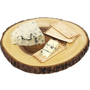 Lipper International Acacia Wood Slab Serving Board With Bark for Cheese, Crackers, and Hors D'oeuvres, Set of 3, Assorted Sizes