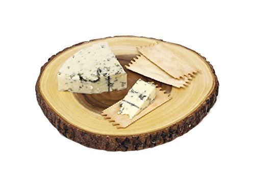 Lipper International Acacia Wood Slab Serving Board With Bark for Cheese, Crackers, and Hors D'oeuvres, Set of 3, Assorted Sizes