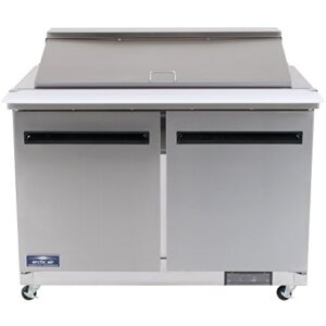 arctic air amt48r 48.25 inch 2-door mega top refrigerated sandwich/salad prep table with refrigerated base, 115v