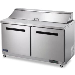 arctic air amt60r 61.25 inch two door mega top refrigerated sandwich/salad prep table with refrigerated base, 115v, stainless steel