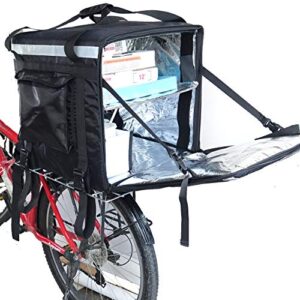 pk-92z: big insulated pizza delivery bag with cup holder, 16" l x 16" w x 16" h, thermal food delivery box for scooter, heat insulated food delivery bag for bike, side loading, 2-way zipper closure
