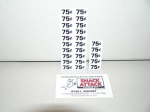 (25) snack vending machine 75 / 70 cents price labels - free ship!