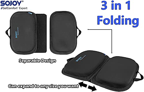 Sojoy iGelComfort 3 in 1 Foldable Gel Seat Cushion Featured with Memory Foam (A Must-Have Travel Cushion! Smart, Easy Travel Cushion) (Size: 18.5“ x 15" x 2")