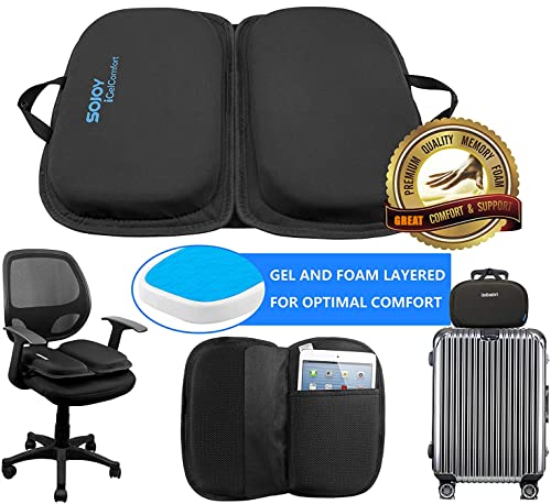 Sojoy iGelComfort 3 in 1 Foldable Gel Seat Cushion Featured with Memory Foam (A Must-Have Travel Cushion! Smart, Easy Travel Cushion) (Size: 18.5“ x 15" x 2")