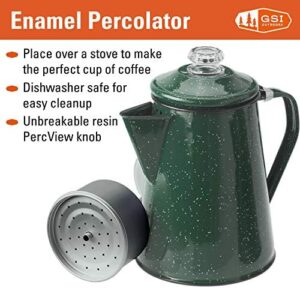 GSI Outdoors Percolator Coffee Pot | Enamelware Campfire Coffee Boiler Kettle for Outdoor Camping Cookware, Cabin, RV, Kitchen, Hunting & Backpacking