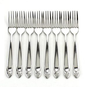 z zicome 8 piece stainless steel dinner forks - heavy duty and mirror polishing flatware forks set - diamond theme