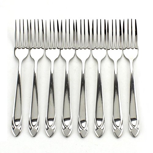 Z ZICOME 8 Piece Stainless Steel Dinner Forks - Heavy Duty and Mirror Polishing Flatware Forks Set - Diamond Theme