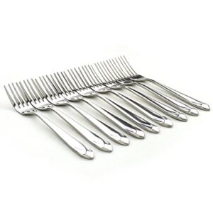 Z ZICOME 8 Piece Stainless Steel Dinner Forks - Heavy Duty and Mirror Polishing Flatware Forks Set - Diamond Theme