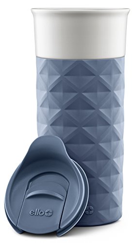 Ello Ogden BPA-Free Ceramic Travel Mug with Lid, Evening Blue, 16 oz