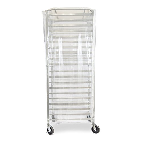 TrueCraftware - Durable Clear Plastic Cover for 20 Tier Commercial Kitchen Bun Pan Sheet Rack - 28 x 23 x 61 - Heavy Duty Plastic Sheet Pan Rack Cover with Zippers