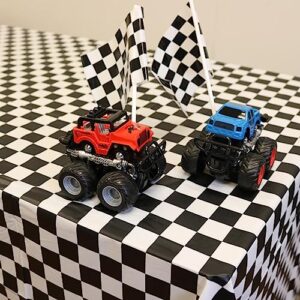 GiftExpress 2-Pack Black & White Checkered Flag Table Cover Party Favor/Checkered Tablecloth/Disposable Checkered Racing Table Cover/Check Table Cover