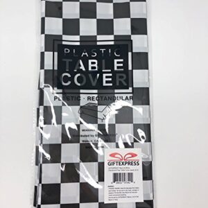 GiftExpress 2-Pack Black & White Checkered Flag Table Cover Party Favor/Checkered Tablecloth/Disposable Checkered Racing Table Cover/Check Table Cover