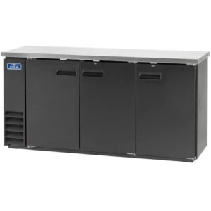 arctic air abb72 73" three solid doors back bar refrigerator, 20.7 cubic feet, stainless steel, black, 115v