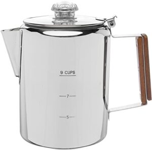 coletti bozeman camping coffee pot – coffee percolator – percolator coffee pot for campfire or stove top coffee making – 9 cup