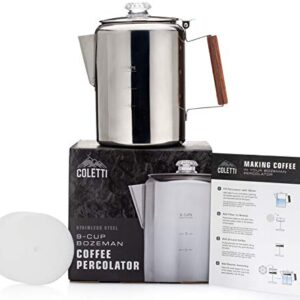 COLETTI Bozeman Camping Coffee Pot – Coffee Percolator – Percolator Coffee Pot for Campfire or Stove Top Coffee Making – 9 CUP