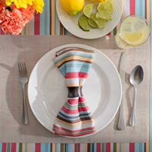 DII Indoor/Outdoor Tabletop Collection Multi-use, Machine Washable, Striped, Tablecloth, 60x84, Summer Print