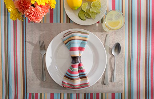 DII Indoor/Outdoor Tabletop Collection Multi-use, Machine Washable, Striped, Tablecloth, 60x84, Summer Print