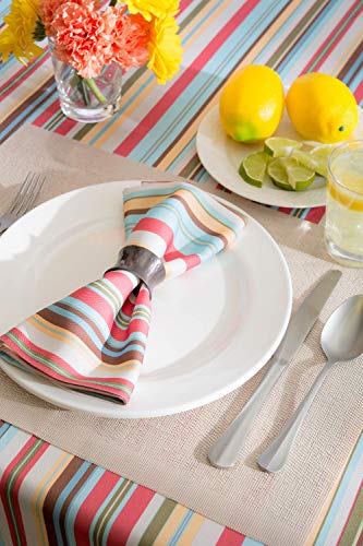 DII Indoor/Outdoor Tabletop Collection Multi-use, Machine Washable, Striped, Tablecloth, 60x84, Summer Print