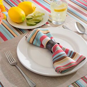 DII Indoor/Outdoor Tabletop Collection Multi-use, Machine Washable, Striped, Tablecloth, 60x84, Summer Print