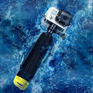 MiPremium Waterproof Floating Hand Grip Compatible with GoPro Cameras Hero 11 10 9 8 7 6 5 4 3 Session Black Silver Handler Plus Handle Mount Accessories for Water Sport and Action Cameras (Yellow)