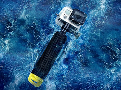 MiPremium Waterproof Floating Hand Grip Compatible with GoPro Cameras Hero 11 10 9 8 7 6 5 4 3 Session Black Silver Handler Plus Handle Mount Accessories for Water Sport and Action Cameras (Yellow)