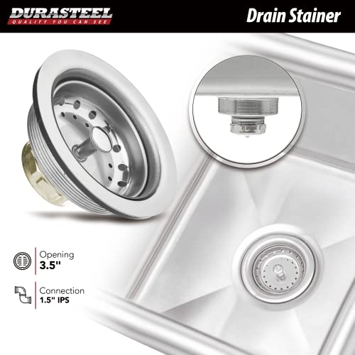 Stainless Steel Prep & Utility Sink - DuraSteel 1 Compartment Commercial Kitchen Sink - NSF Certified - Single 24" x 24" Inner Tub with No Lead Faucet (Restaurant, Kitchen, Laundry, Garage)