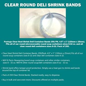 Clear Heat Shrink Bands - Fits Round Plastic Soup/Deli Container 250/Pk (Pack of 250)