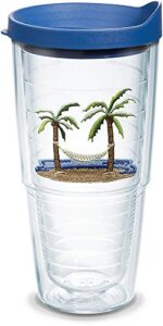 tervis palm tree & hammock scene made in usa double walled insulated tumbler travel cup keeps drinks cold & hot, 24oz, lidded