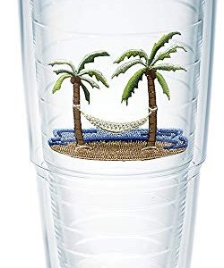 Tervis Palm Tree & Hammock Scene Made in USA Double Walled Insulated Tumbler Travel Cup Keeps Drinks Cold & Hot, 24oz, Lidded