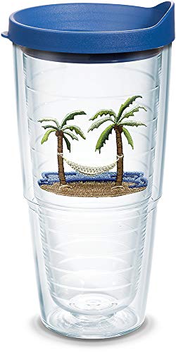 Tervis Palm Tree & Hammock Scene Made in USA Double Walled Insulated Tumbler Travel Cup Keeps Drinks Cold & Hot, 24oz, Lidded