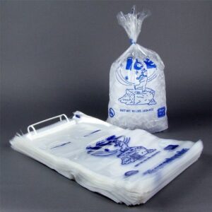 tabletop king 20 lb. wicketed ice bag with handle - 500/case