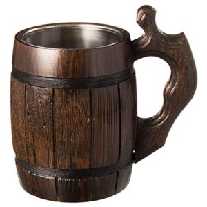 myfancycraft handmade beer - mug oak - wood dark natural - eco-friendly wooden tankard gift barrel - cup