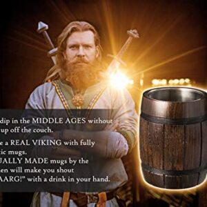 MyFancyCraft Handmade Beer - Mug Oak - Wood Dark Natural - Eco-Friendly Wooden Tankard Gift Barrel - Cup