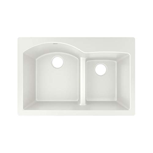 Elkay Quartz Luxe ELXH3322RPA0 Parchment Offset 60/40 Double Bowl Top Mount Sink with Aqua Divide