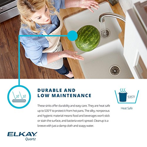 Elkay Quartz Luxe ELXH3322RPA0 Parchment Offset 60/40 Double Bowl Top Mount Sink with Aqua Divide