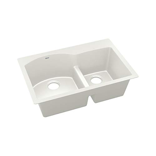 Elkay Quartz Luxe ELXH3322RPA0 Parchment Offset 60/40 Double Bowl Top Mount Sink with Aqua Divide